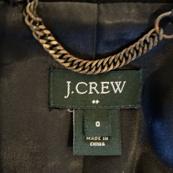 J.‎ CREW Pea Coat Womens Size 0 Wool Black Zip Jacket Classic Preppy - Picture 11 of 12